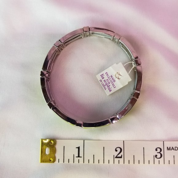 Lia Sophia Stretch Bracelet Green Enamel Silver Tone - Picture 3 of 5